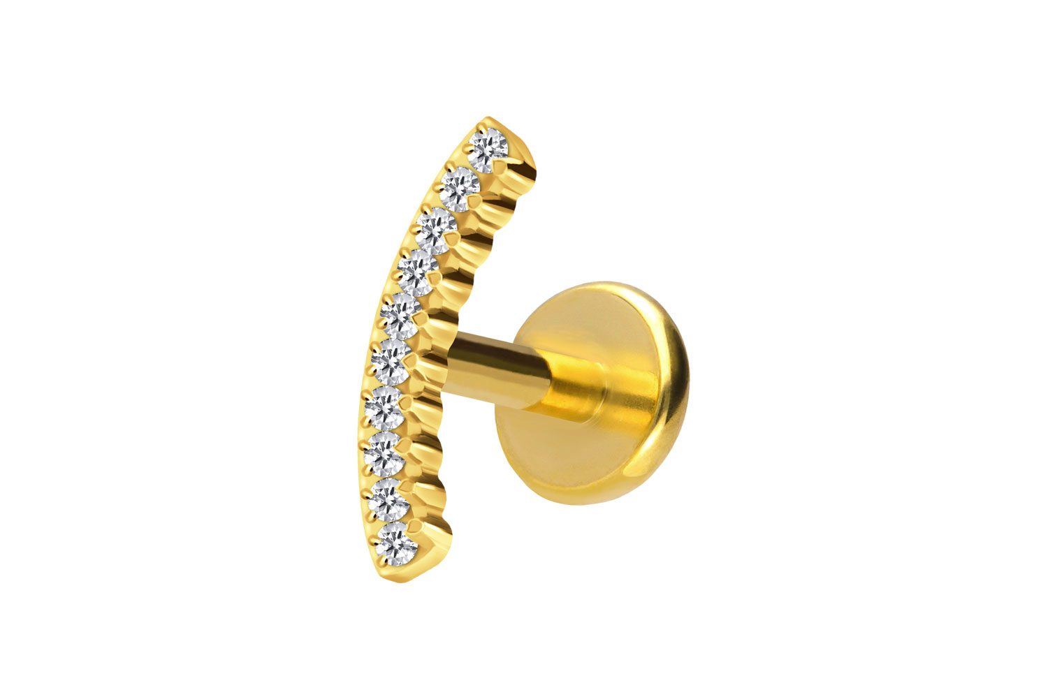 Titan Labret Piercing mit Push Fit KRISTALLBOGEN